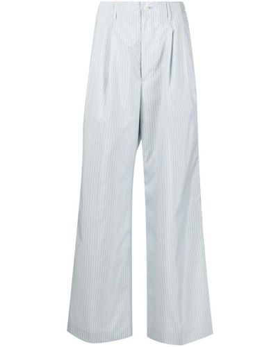 AURALEE High-waist Striped Wide Trousers - Blue