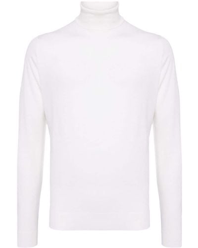 John Smedley Roll-neck Wool Sweater - White