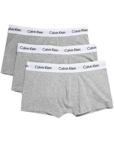 Calvin Klein Logo-tape Elasticated-waistband Boxers - Gray