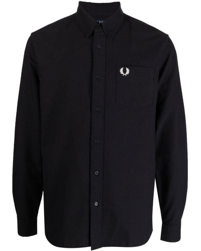 Fred Perry Logo-embroidery Cotton Shirt - Blue