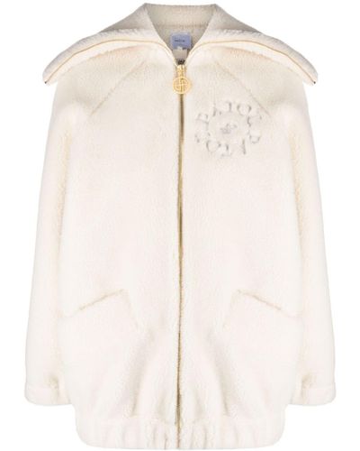 Patou Sweatshirt Jacket With Embroidered Logo - Natural