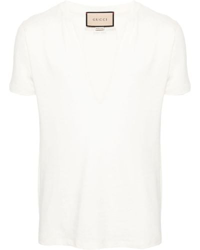 Gucci T-Shirt mit tiefem Ausschnitt - Weiß