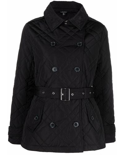 Lauren by Ralph Lauren Belted Quilted Mid-length Jacket - Black