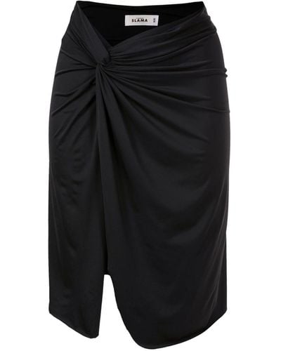 Amir Slama Asymmetric Gathered-detail Skirt - Black