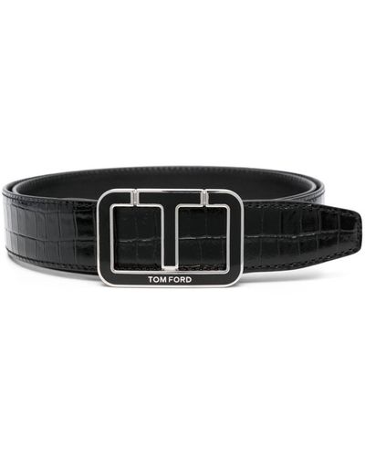Tom Ford Logo-plaque Leather Belt - Black