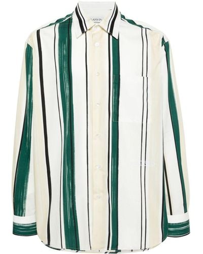 Lanvin Striped Drop-shoulder Cotton Shirt - White