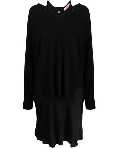 Twin Set Layered Sweater Dress - Black