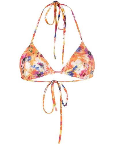 MSGM Sequin-embellished Design Bikini Top - Orange