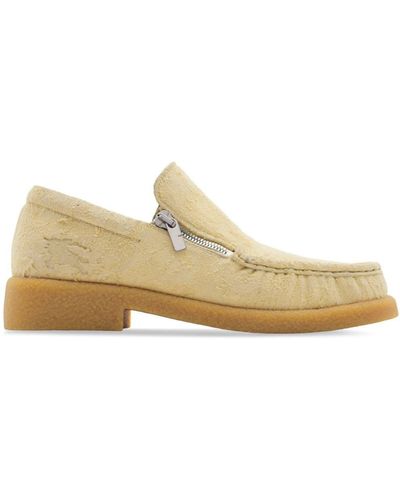 Burberry Chance Suede Loafers - White