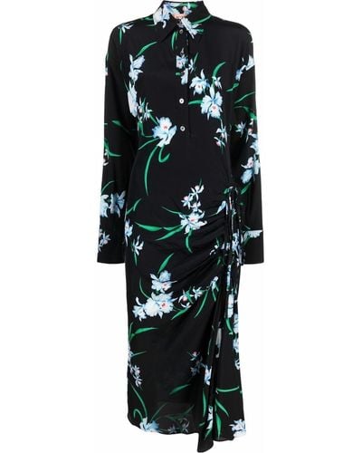 N°21 Ruched Floral-print Silk Dress - Black
