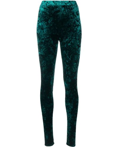 Alexandre Vauthier Crushed-velvet High-waisted leggings - Green