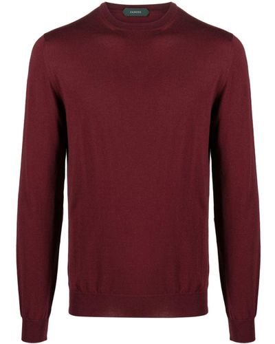 Zanone Crew-neck Fine-knit Sweater - Red