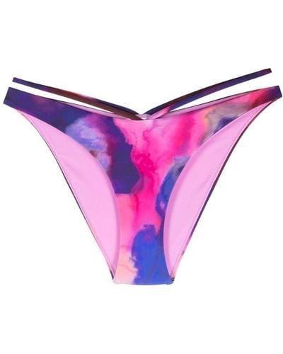 Jonathan Simkhai Emmalynn Bikinihöschen mit Aquarell-Print - Pink