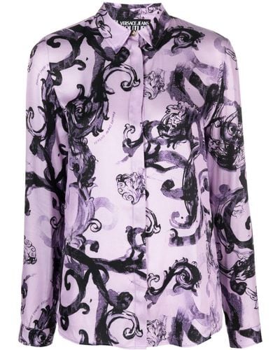 Versace Filigree-print Shirt - Purple