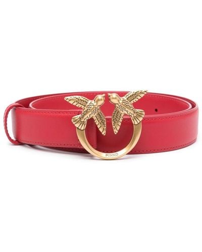 Pinko Love Birds Leather Belt - Red