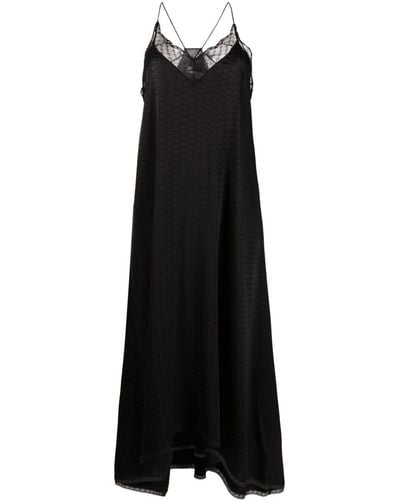Zadig & Voltaire Risty Logo-jacquard Slip Dress - Black