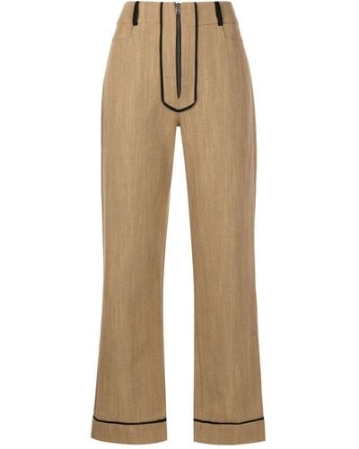 Isolda Susan Fine-check Cropped Trousers - Naturel