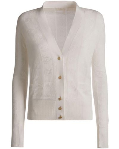 Bally Emblem Jacquard Silk-blend Cardigan - White