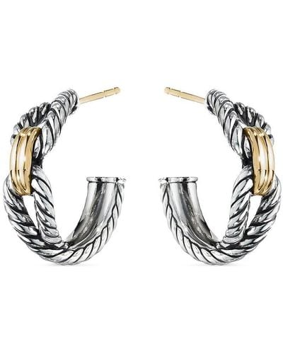 David Yurman 18kt Yellow Gold And Sterling Silver Cable Loop Hoop Earrings - Metallic