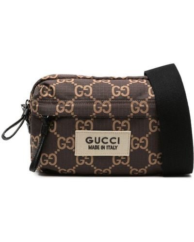 Gucci Medium Ripstop Jumbo GG Messengertas - Bruin