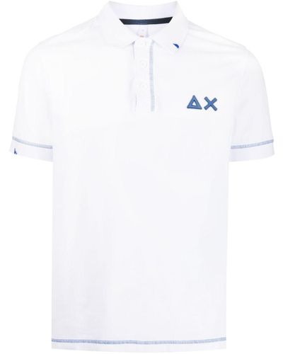 Sun 68 Embroidered-logo Cotton Polo Shirt - White