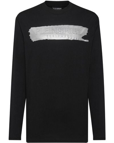 Philipp Plein T-shirt en coton à manches longues - Noir