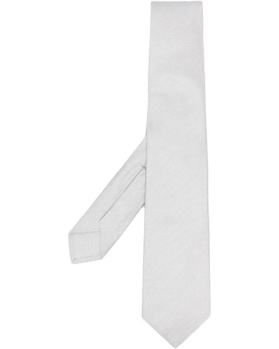Barba Napoli Pointed-tip Silk Tie - White