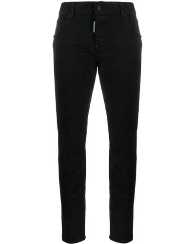 DSquared² Low-rise Cropped Skinny Jeans - Black