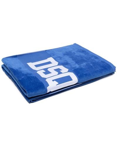 DSquared² Asciugamano Technicolor con logo jacquard 180x100cm - Blu