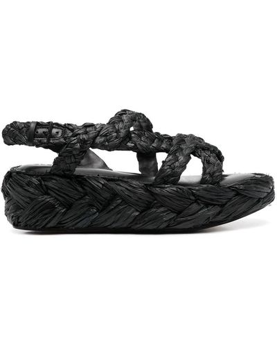 Robert Clergerie Woven Platform Sandals - Black