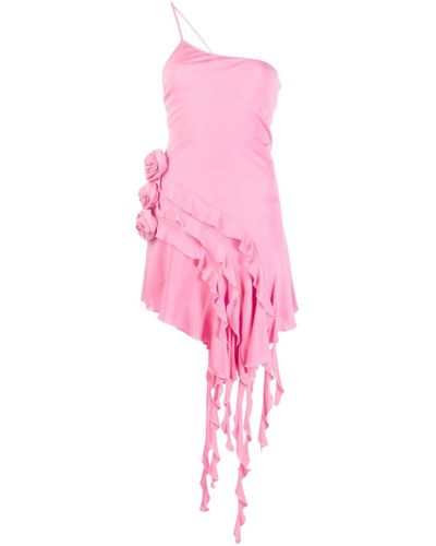 Blumarine Rose-detail Ruffled Minidress - Pink