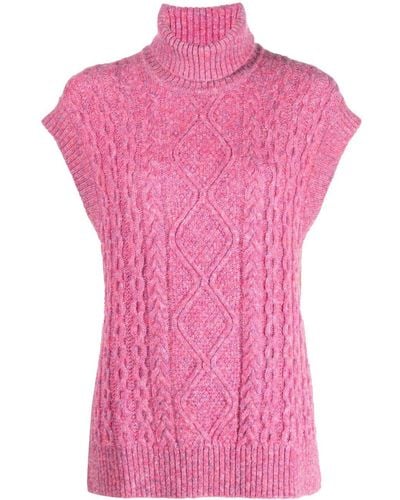 Baum und Pferdgarten Roll-neck Cable-knit Top - Pink