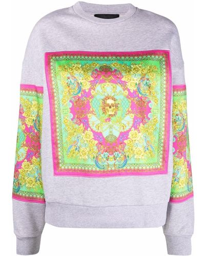 Philipp Plein Sweater Met Barokprint - Grijs