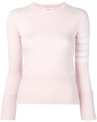 Thom Browne Pull à détails rayés - Rose