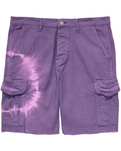 Purple Brand Cargo-Shorts mit Batikmuster - Lila
