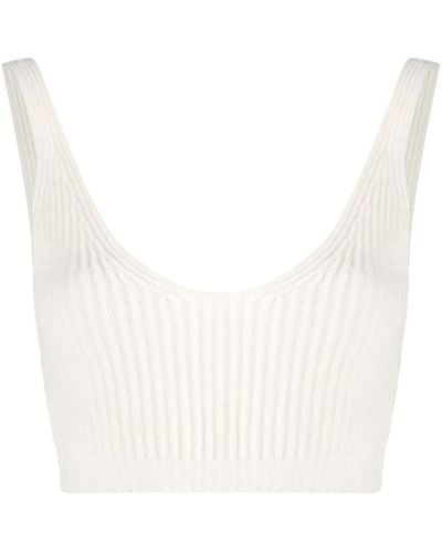 Cashmere In Love Ribbed Knit Cropped Vest - White