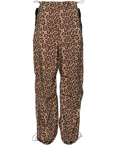 Emporio Armani Leopard-print Tapered Trousers - Natural