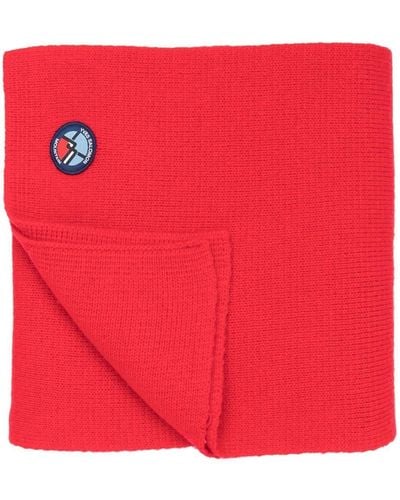Yves Salomon Gestrickter Schal mit Logo-Patch - Rot