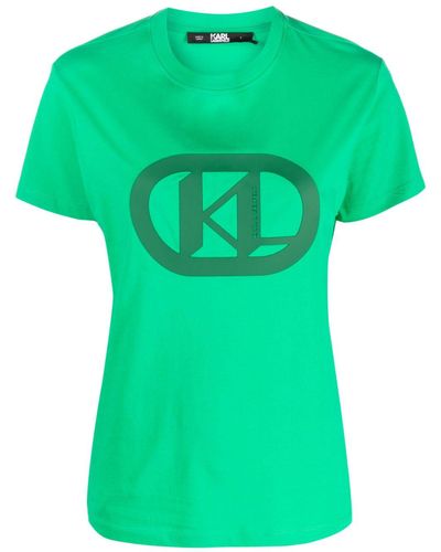 Karl Lagerfeld Logo-print Organic Cotton T-shirt - Green