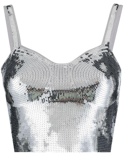 Sandro Sliven Cropped Tank Top - Gray