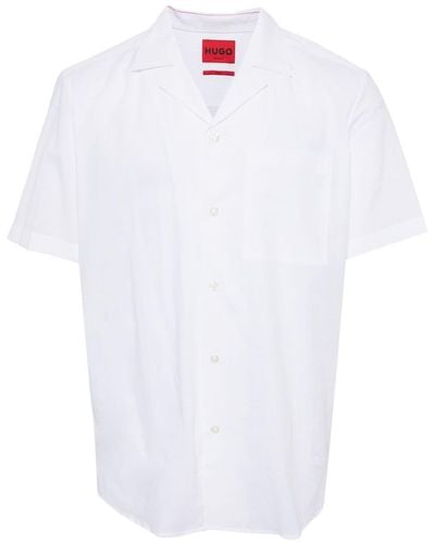 HUGO Short-sleeved Cotton Shirt - White