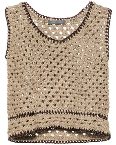 Alberta Ferretti Chain-link Detail Open-knit Top - Natural