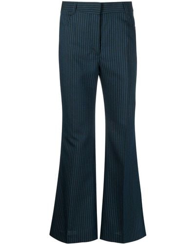 Stella McCartney Pantalon évasé à rayures - Bleu