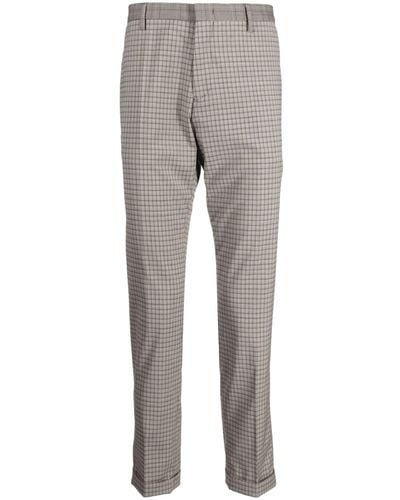 Paul Smith Check-pattern Stretch-wool Pants - Gray