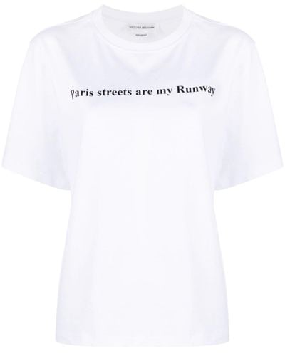 Victoria Beckham T-shirt Paris Streets Are My Runway - Bianco