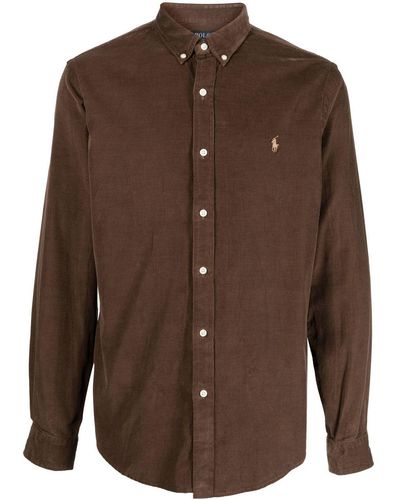 Polo Ralph Lauren Chemise en velours côtelé à logo brodé - Marron