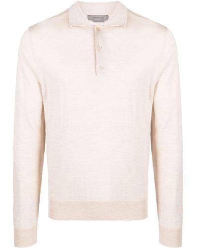Corneliani Fine-knit Long-sleeve Polo Shirt - White