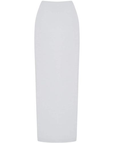 12 STOREEZ Rear-slit Jersey Maxi Skirt - White