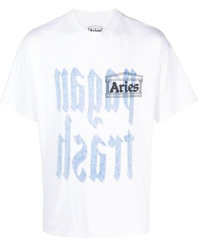 Aries Pagan Trash Cotton T-shirt - White