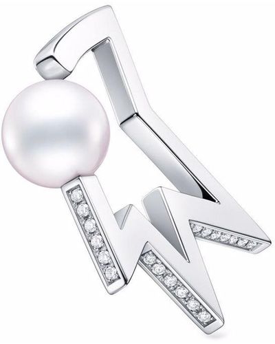 Tasaki 18kt White Gold Collection Line Comet Plus Neo Diamonds Pave Ear Cuff - Metallic